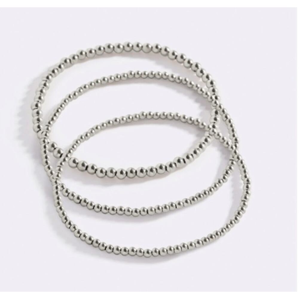 Mint & Lilly 433 Beaded Bracelet Stacking Set*6.5"* Silver